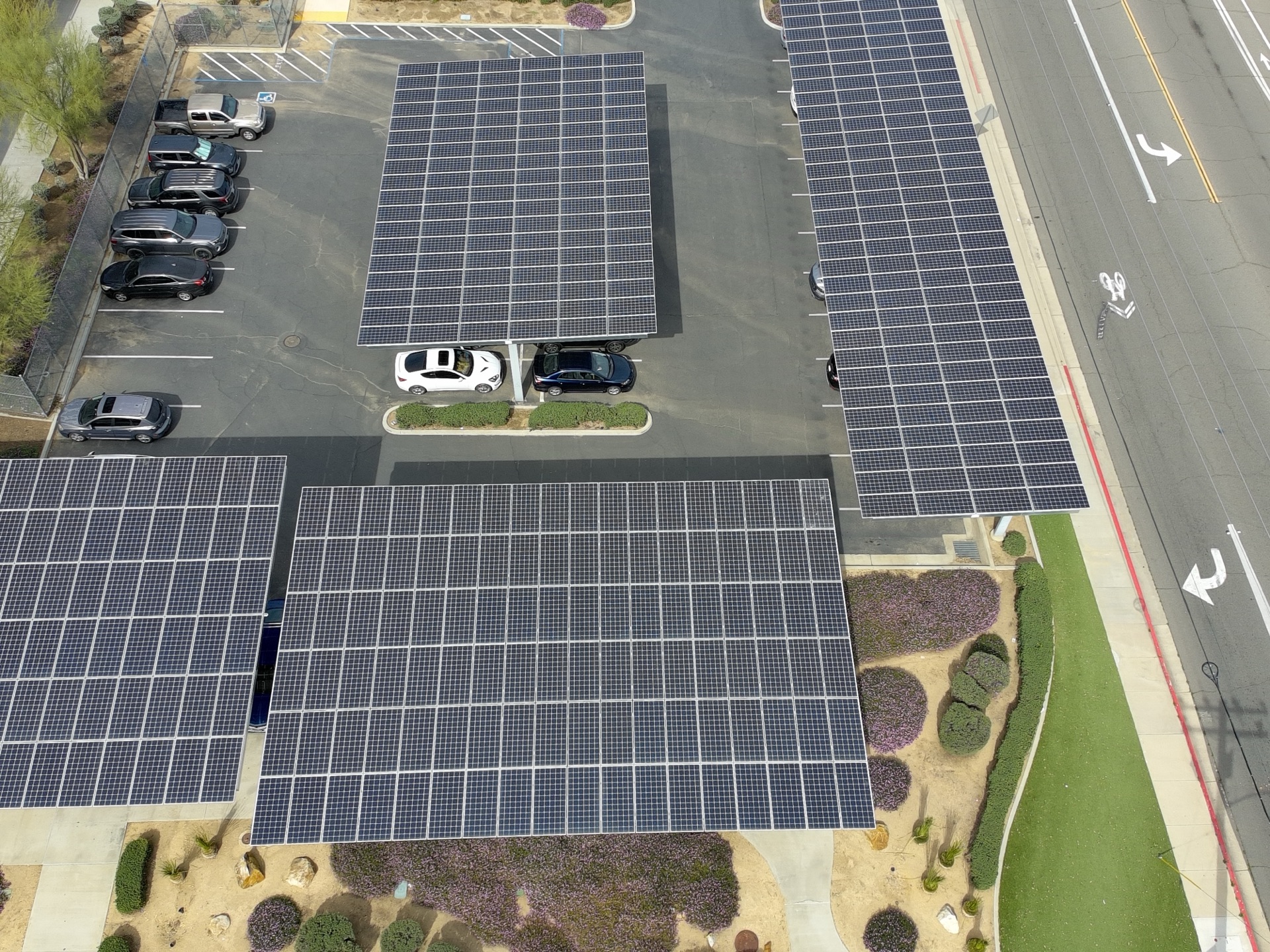 Solar panels over parking spaces